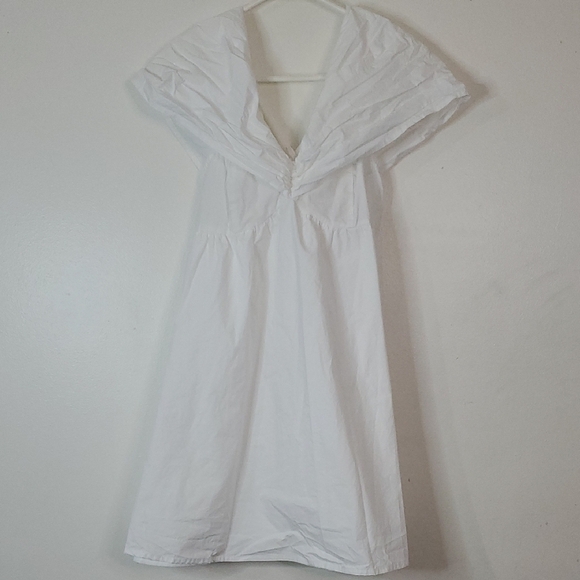 Day + Moon Dresses & Skirts - Day + Moon White Cotton Mini Dress Size Small Puff Sleeve Shoulder Lined Zip